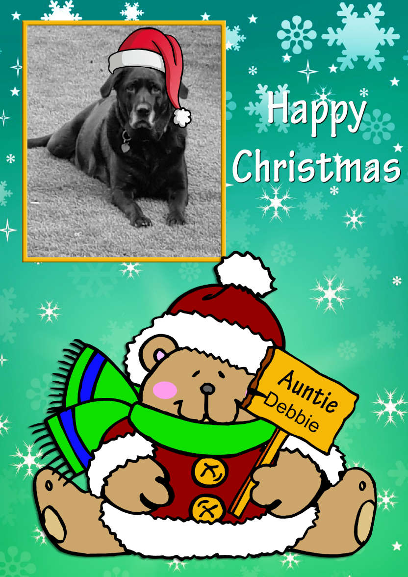 Teddy Bear Christmas Boy - card made with Crafty Bob's Card Creator