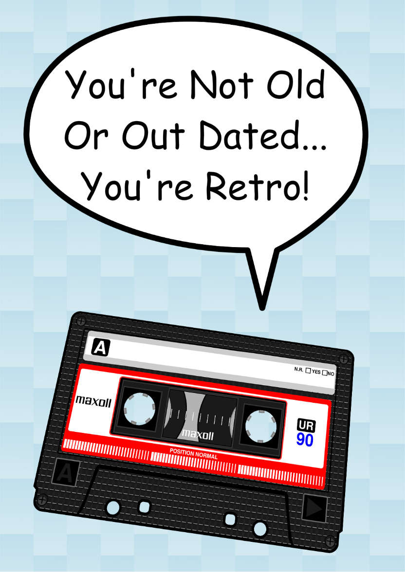 Retro Cassette Tape Card - card made with Crafty Bob's Card Creator