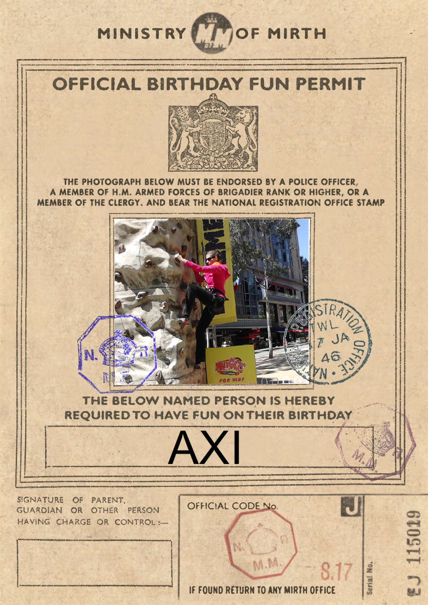 Birthday Fun Permit - card made with Crafty Bob's Card Creator