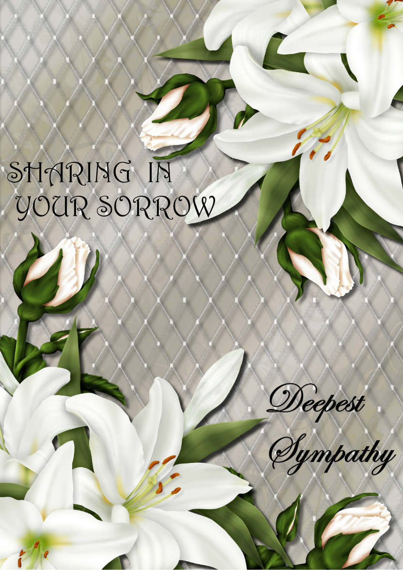 Sympathy Lilies and Rosebuds - card made with Crafty Bob's Card Creator