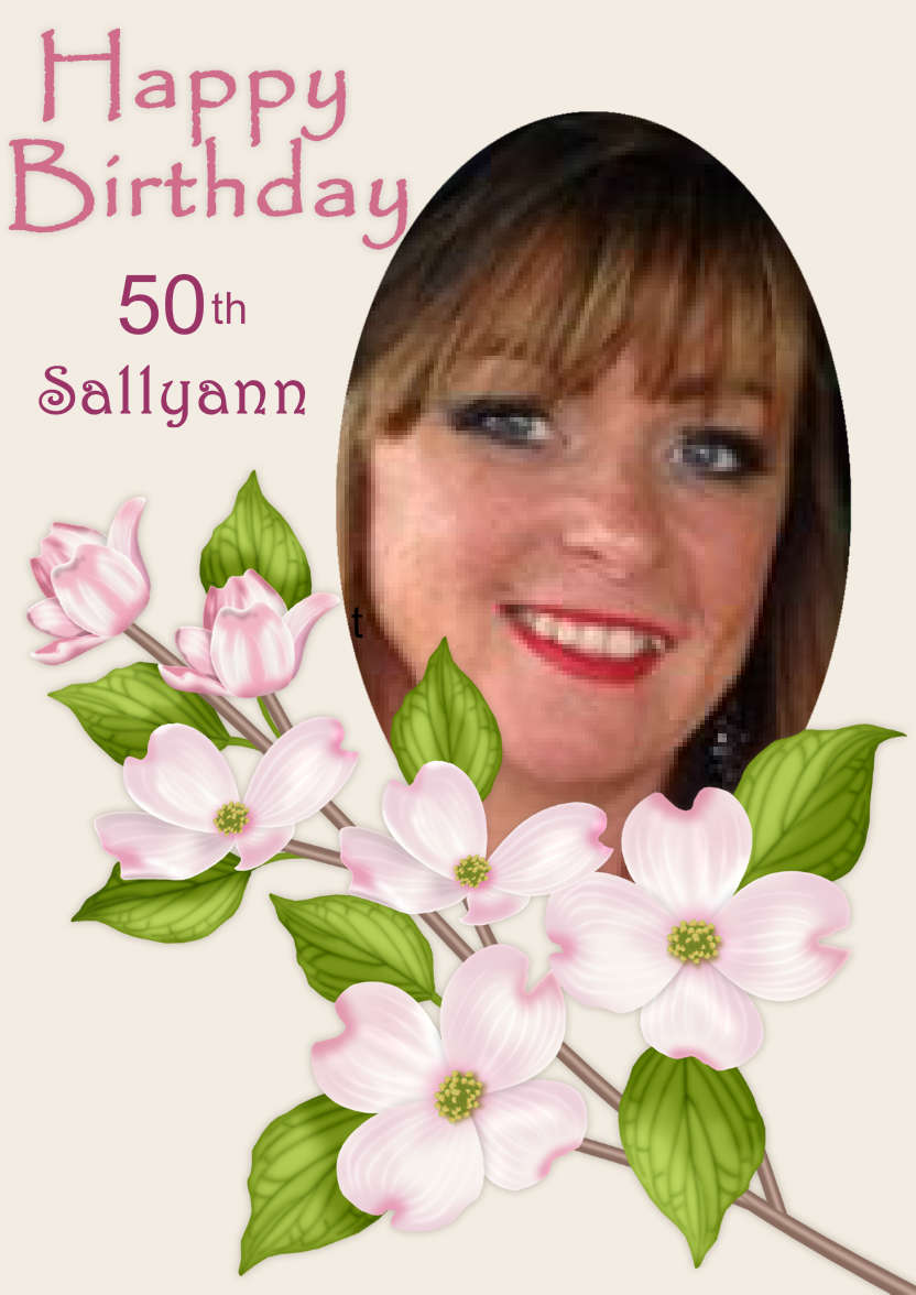 Birthday - Dogwood Flowers - card made with Crafty Bob's Card Creator