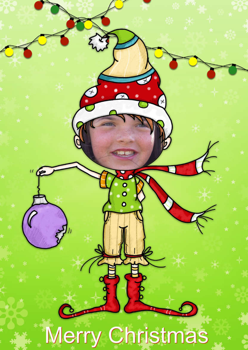 Christmas Elf Photo Card - card made with Crafty Bob's Card Creator