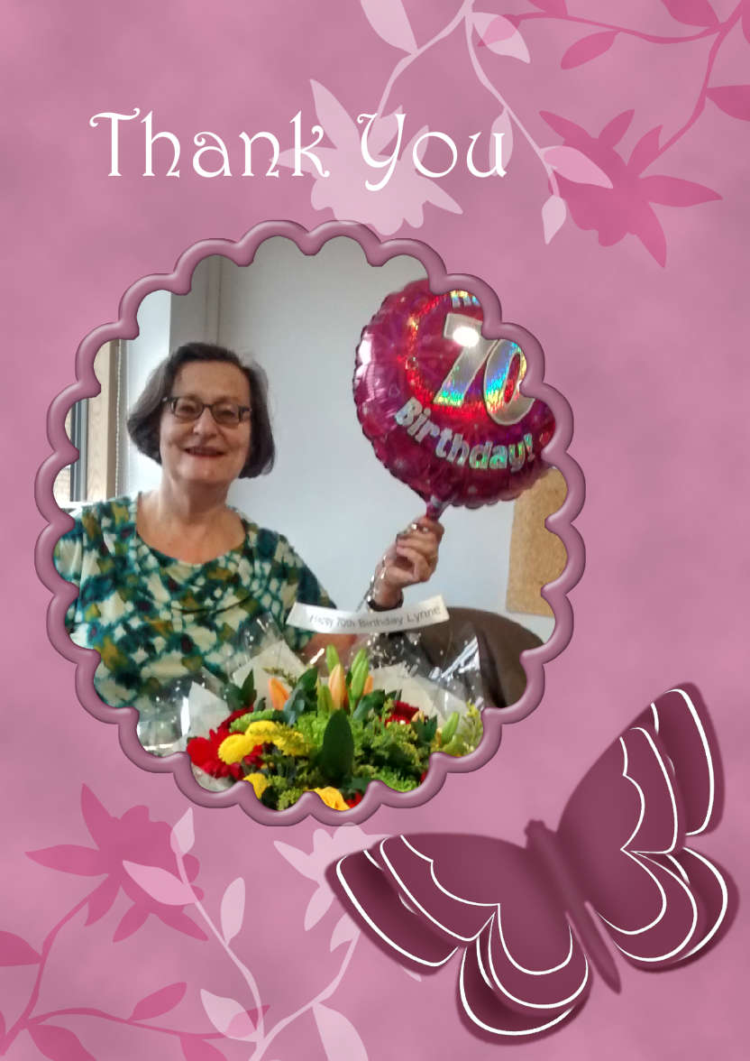 Thank You - Butterfly and Flowers - card made with Crafty Bob's Card Creator