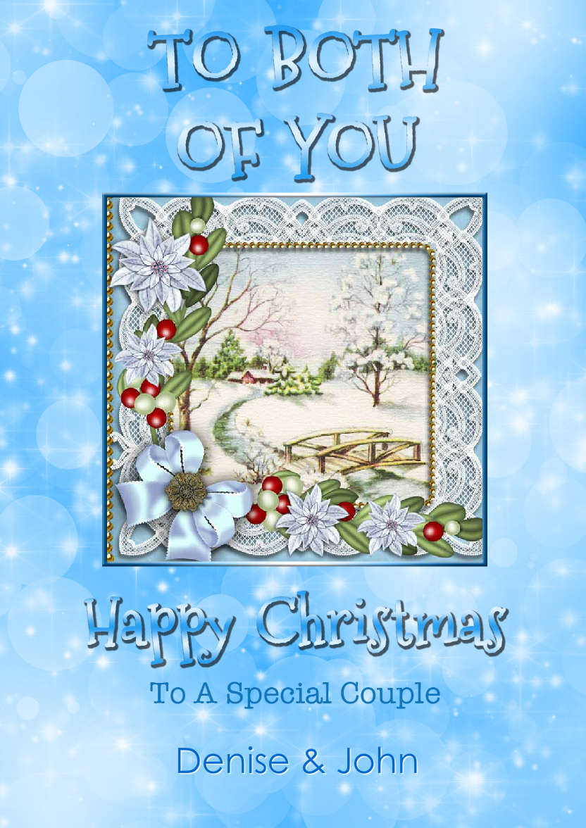 Blue Sparkle Christmas Couple - card made with Crafty Bob's Card Creator