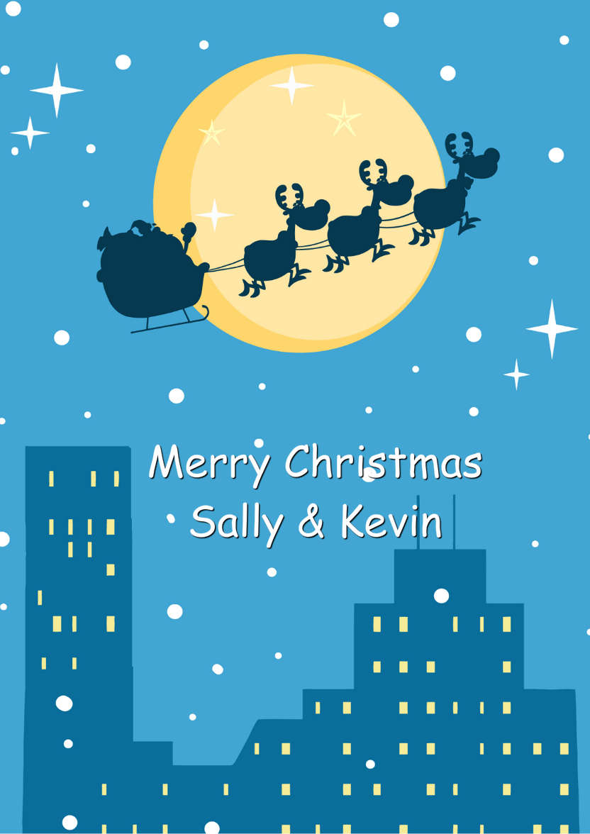 Cartoon Christmas Night Scene - card made with Crafty Bob's Card Creator