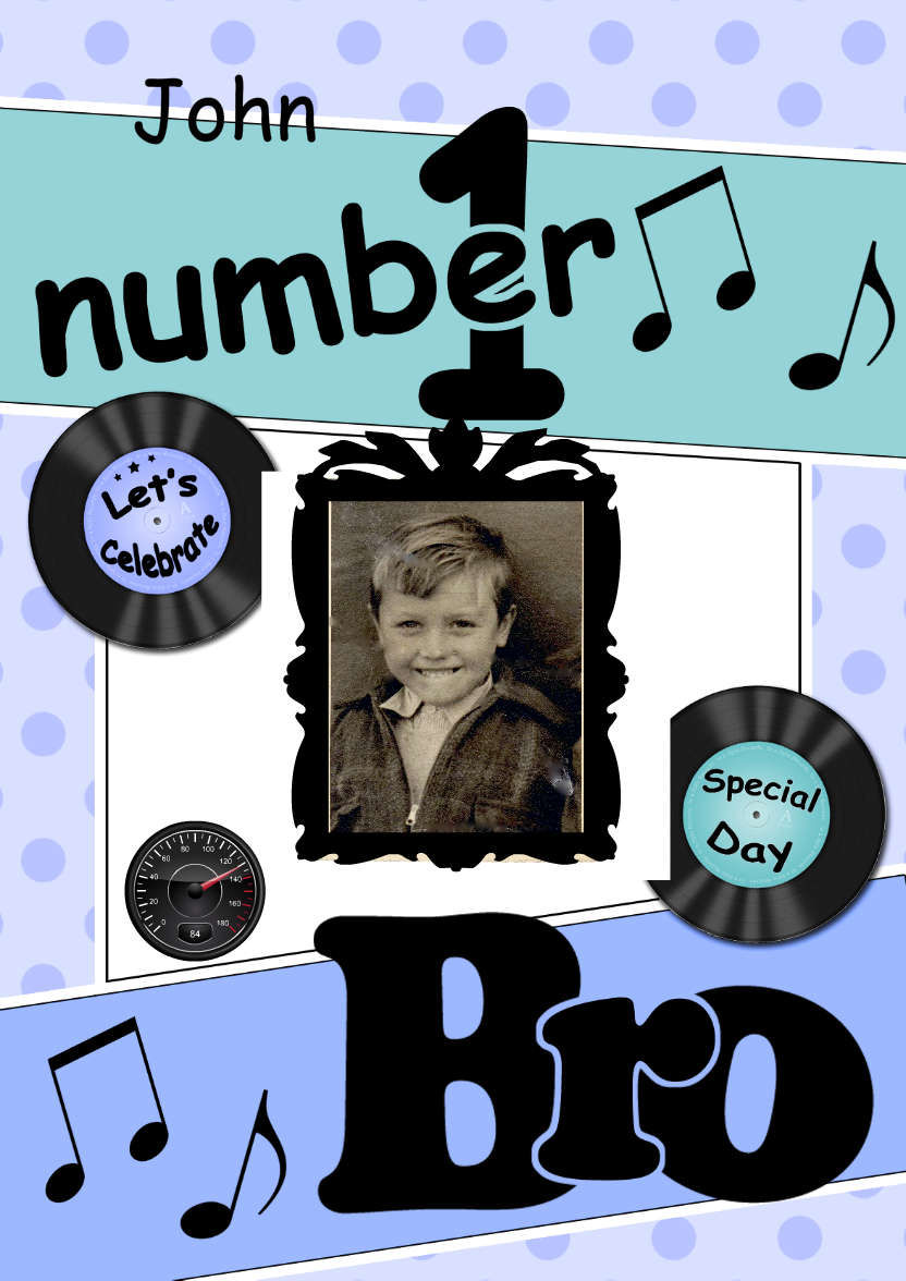 No 1 Bro Record Photo Upload Card - card made with Crafty Bob's Card Creator