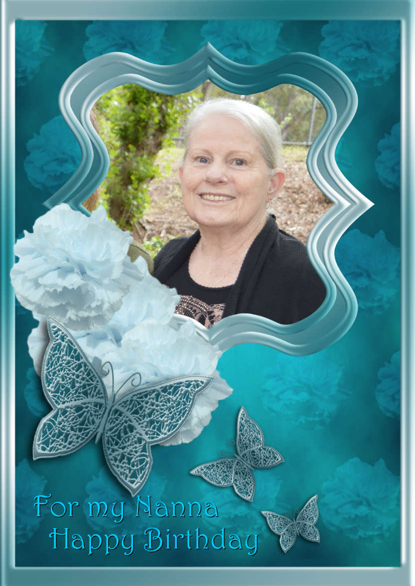 Teal Carnations and Butterflies - card made with Crafty Bob's Card Creator