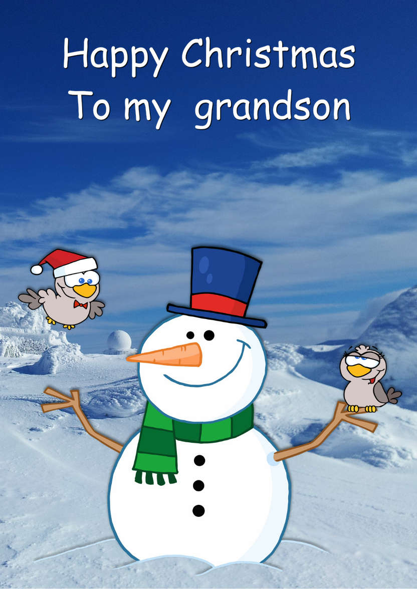 Snowman with Love Birds - card made with Crafty Bob's Card Creator