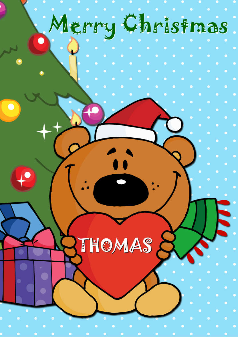 Christmas Bear Holding a Heart - card made with Crafty Bob's Card Creator