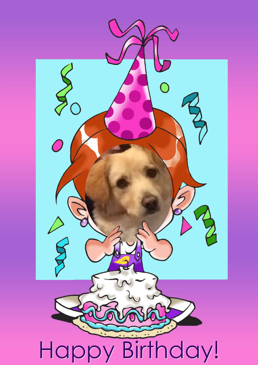Birthday Girl Aperture Card Front - card made with Crafty Bob's Card Creator