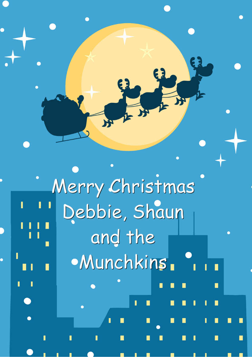 Cartoon Christmas Night Scene - card made with Crafty Bob's Card Creator