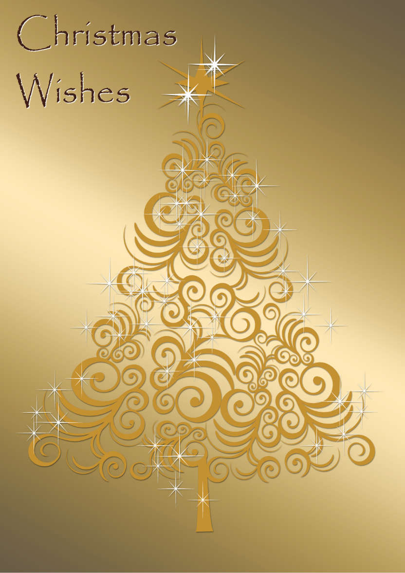 Gold Swirly Christmas Tree - card made with Crafty Bob's Card Creator