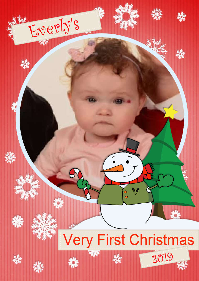 Very First Christmas Snowman - card made with Crafty Bob's Card Creator
