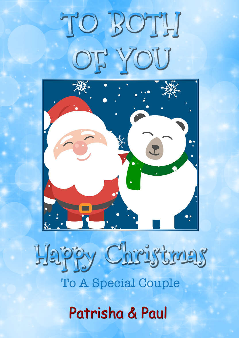 Blue Sparkle Christmas Couple - card made with Crafty Bob's Card Creator