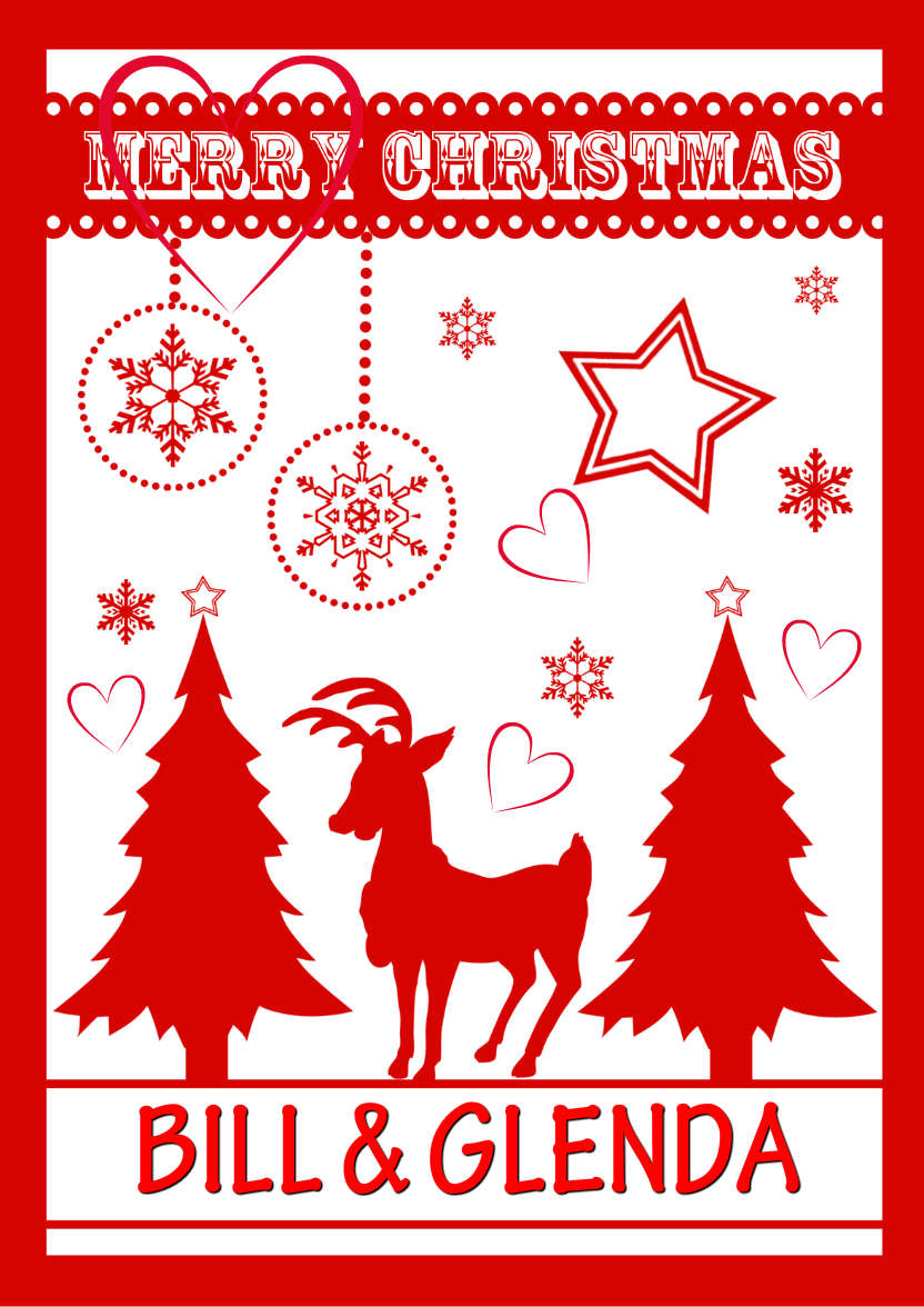 Red and White Christmas - card made with Crafty Bob's Card Creator