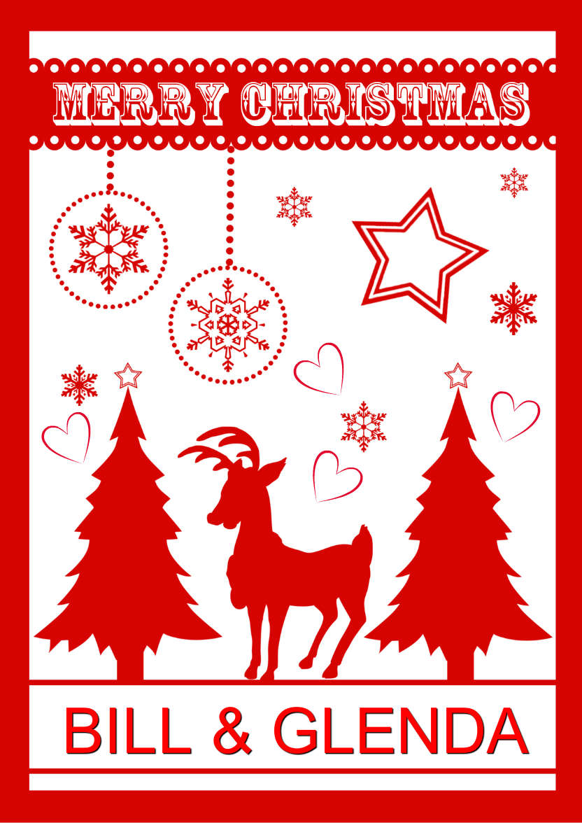 Red and White Christmas - card made with Crafty Bob's Card Creator