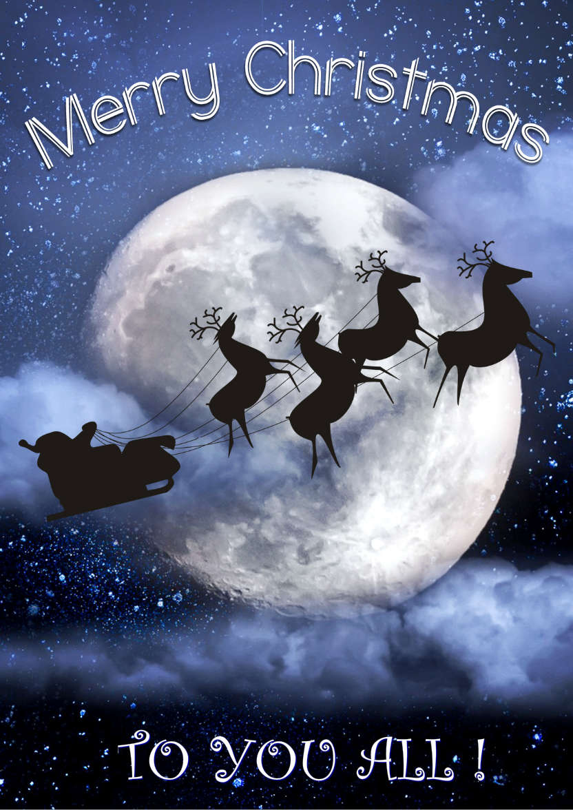 Santa Silhouette in Front of the Moon - card made with Crafty Bob's Card Creator
