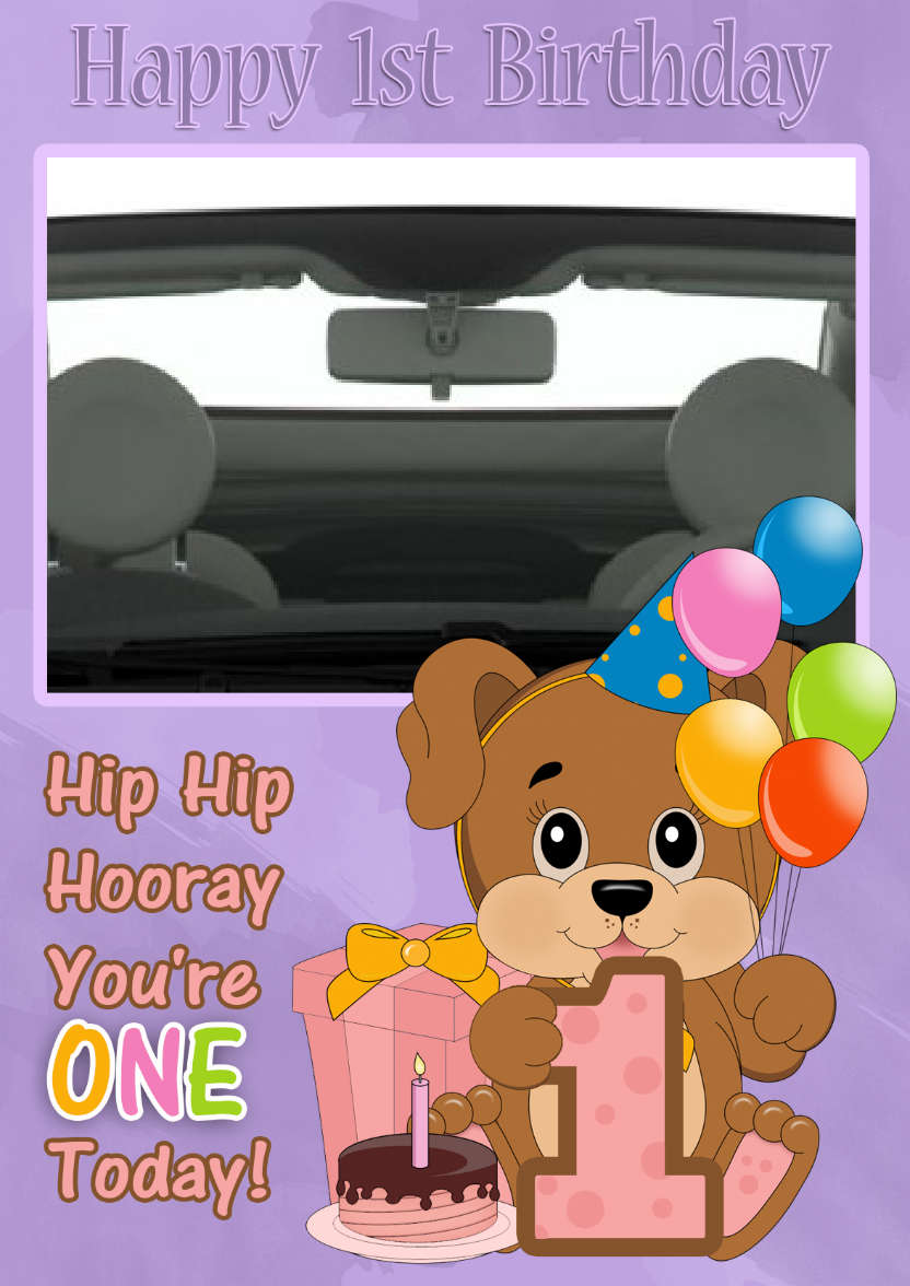 1st Birthday Puppy Dog Your Photo Here Card - card made with Crafty Bob's Card Creator