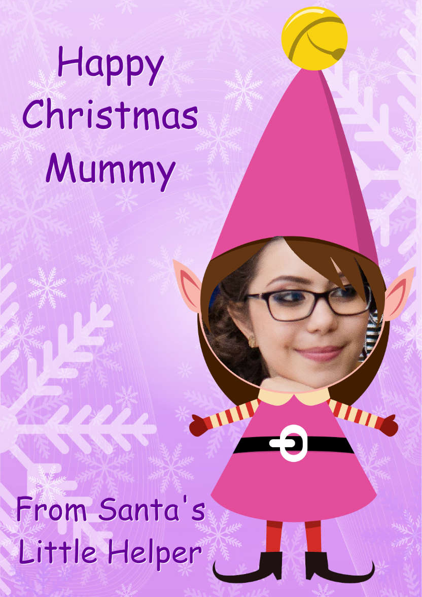 Elf Face Girl Photo Card - card made with Crafty Bob's Card Creator