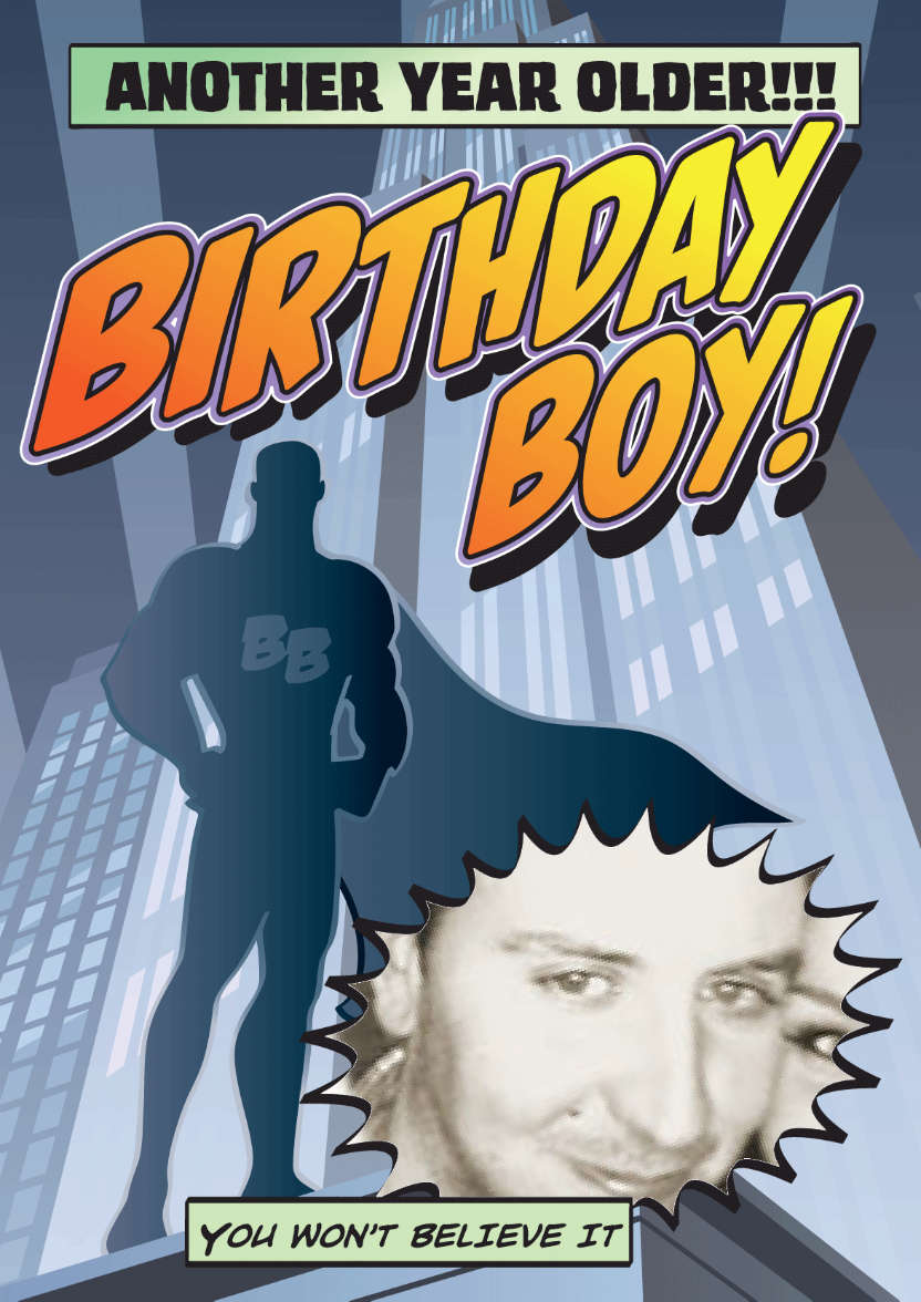 Birthday Boy - card made with Crafty Bob's Card Creator