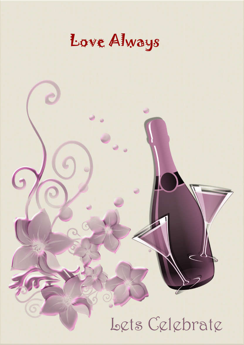 Champagne and Flowers - card made with Crafty Bob's Card Creator