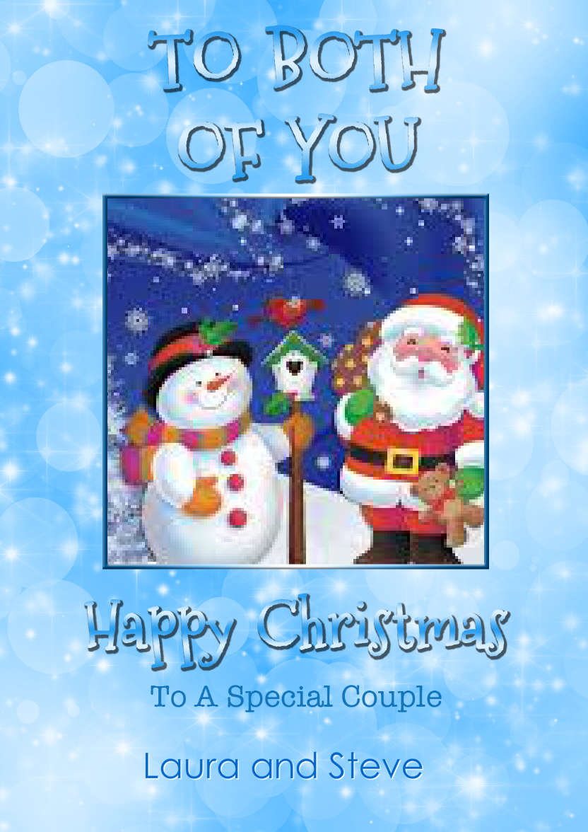 Blue Sparkle Christmas Couple - card made with Crafty Bob's Card Creator