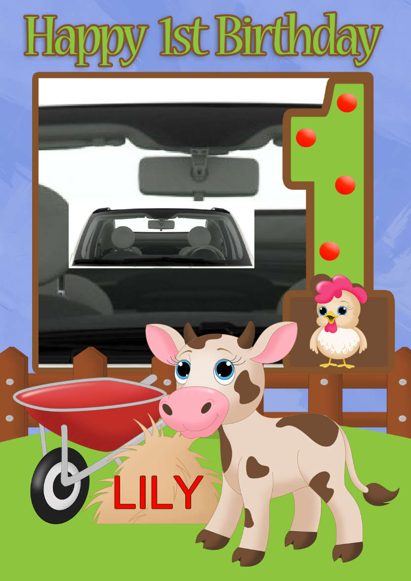 Cow Farm Your Photo Here Greeting Card - card made with Crafty Bob's Card Creator