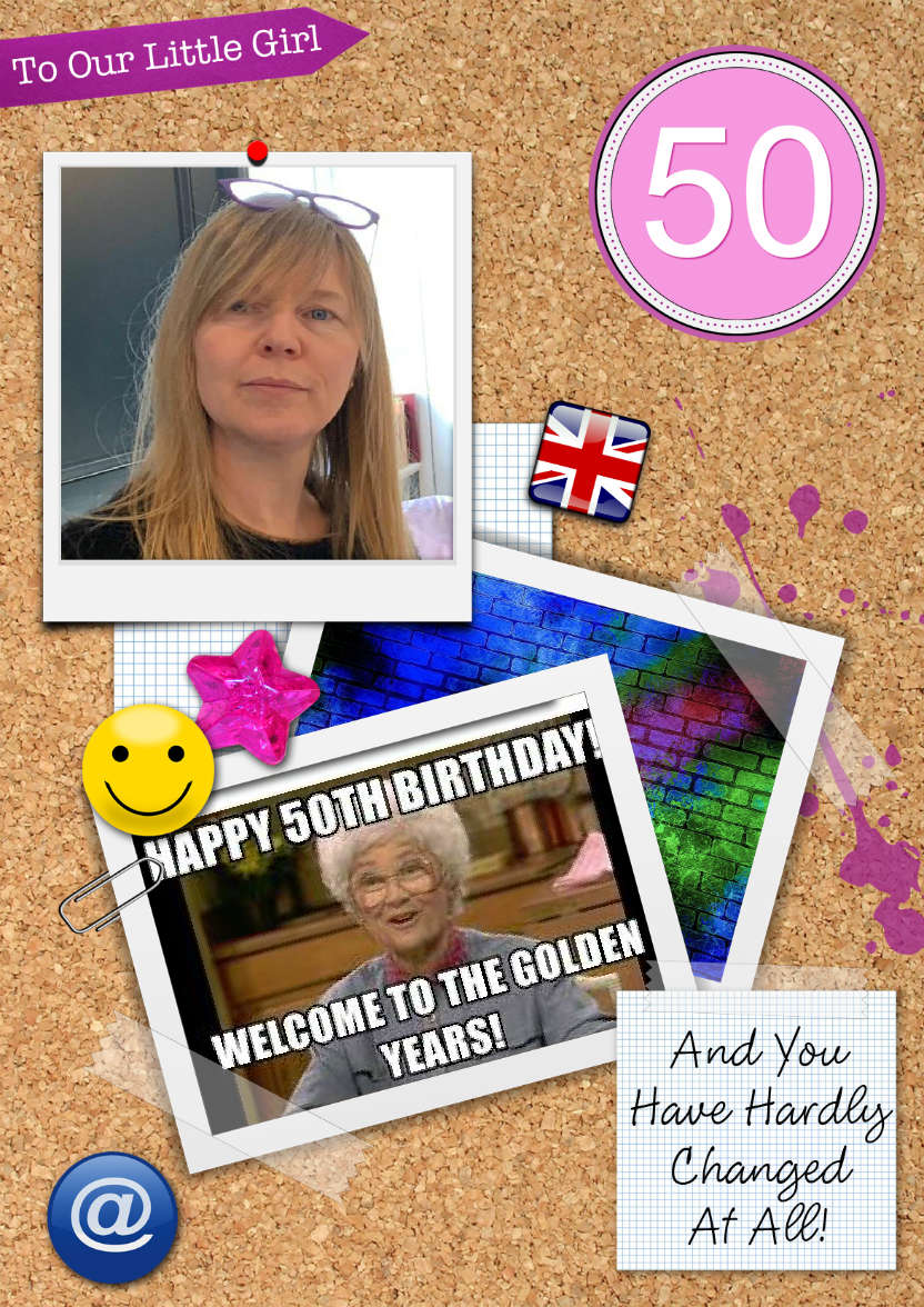 Birthday Noticeboard Photo Card Girl - card made with Crafty Bob's Card Creator