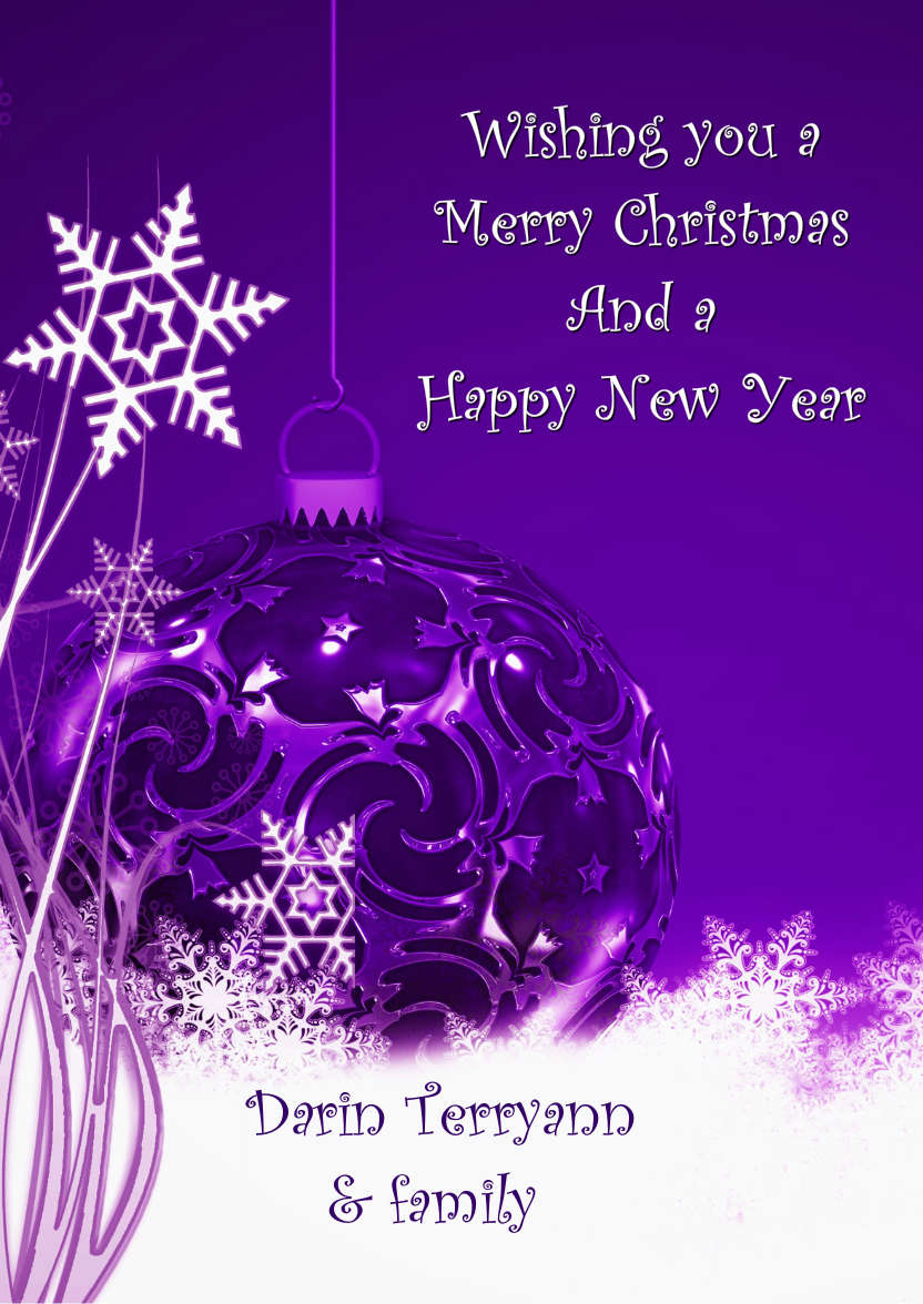 Christmas Bauble and Snowflakes - card made with Crafty Bob's Card Creator