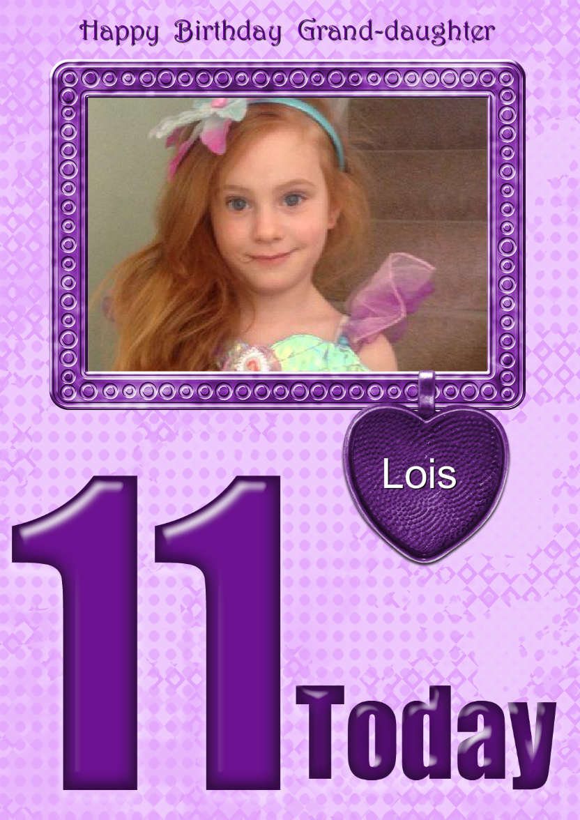 Age 11 Birthday Photo Card Girls - card made with Crafty Bob's Card Creator