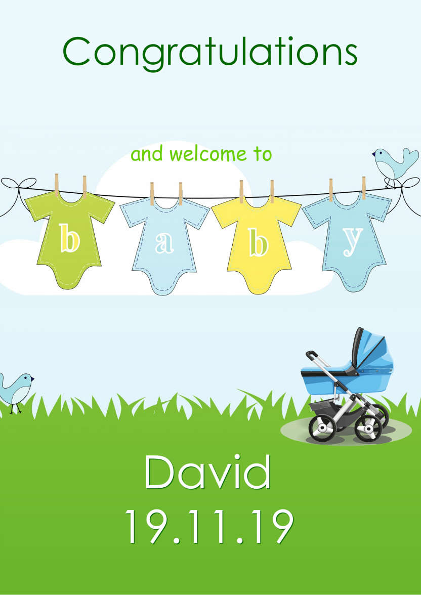 Washing Line New Baby Boy - card made with Crafty Bob's Card Creator
