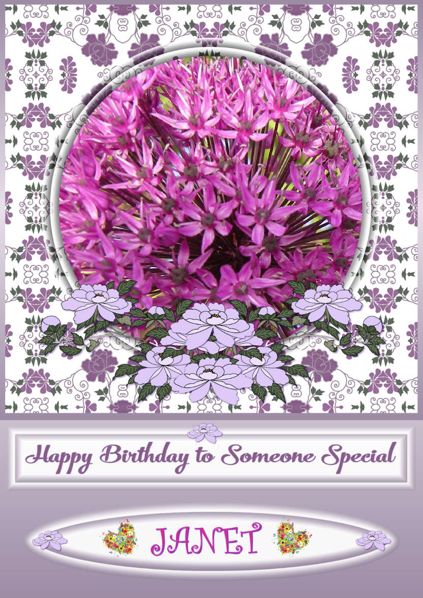 Oriental Flowers Special Birthday - card made with Crafty Bob's Card Creator