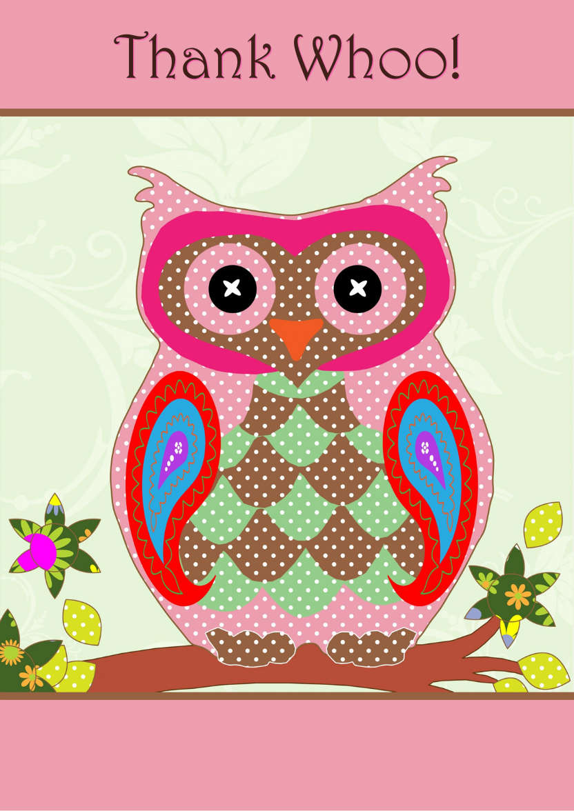 Thank Whoo Owl Card Front - card made with Crafty Bob's Card Creator