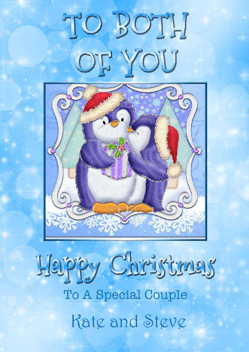 Blue Sparkle Christmas Couple - card made with Crafty Bob's Card Creator
