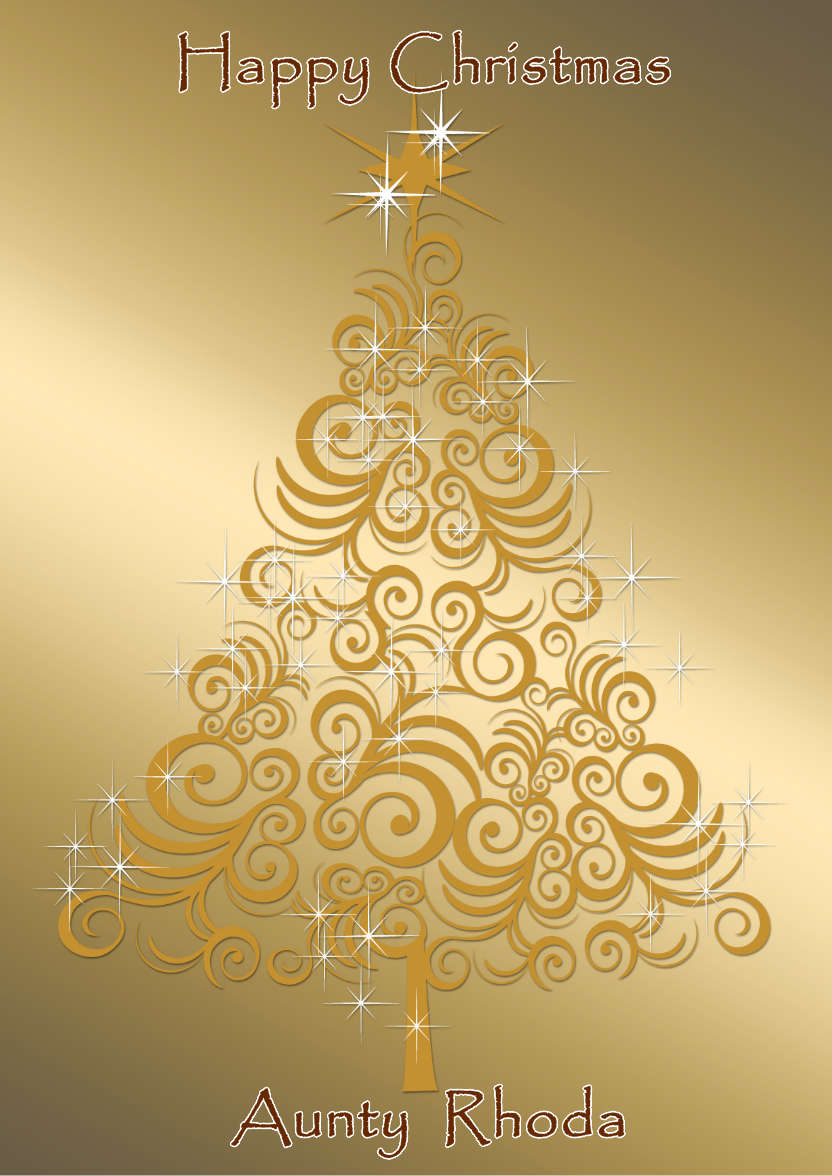 Gold Swirly Christmas Tree - card made with Crafty Bob's Card Creator