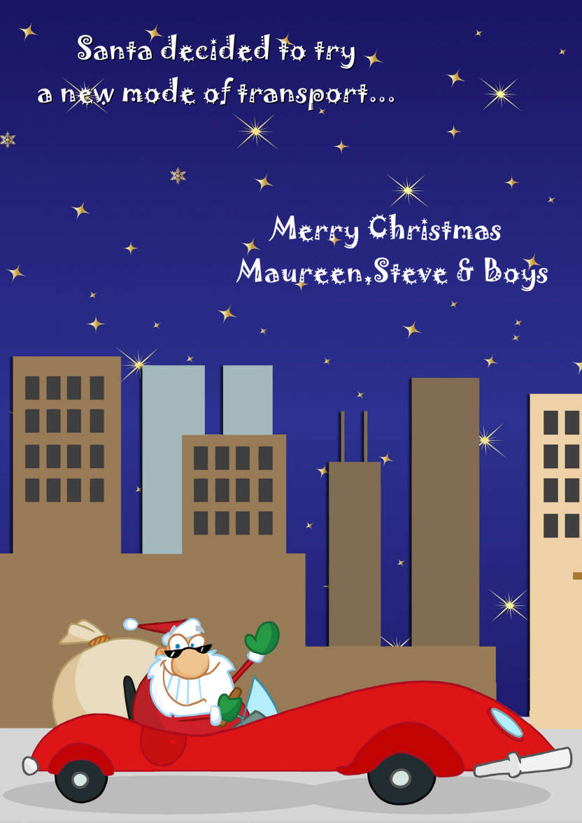 Santa's Sports Car - card made with Crafty Bob's Card Creator