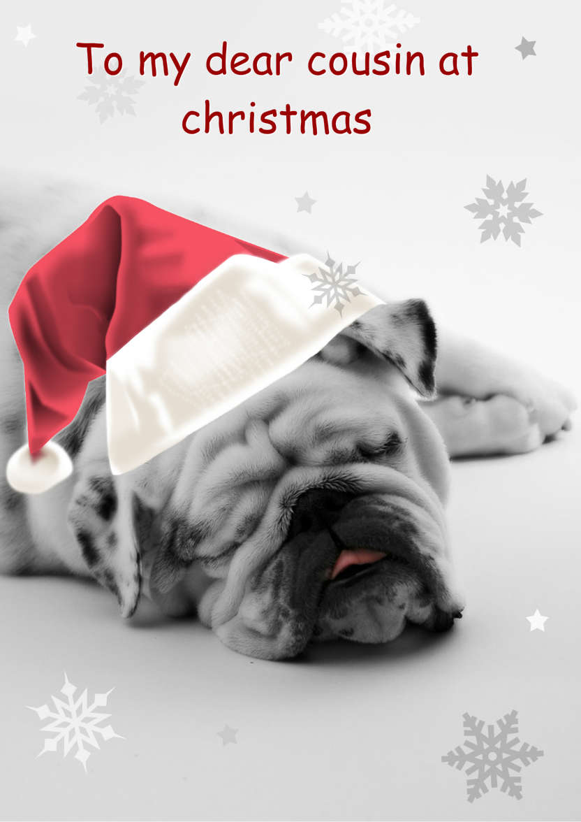 Sleeping Bulldog Christmas Card - card made with Crafty Bob's Card Creator