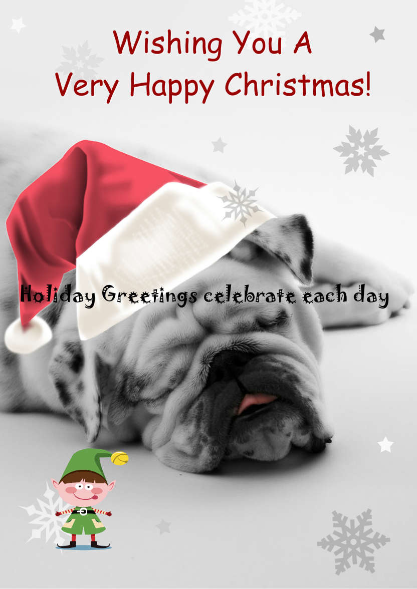 Sleeping Bulldog Christmas Card - card made with Crafty Bob's Card Creator