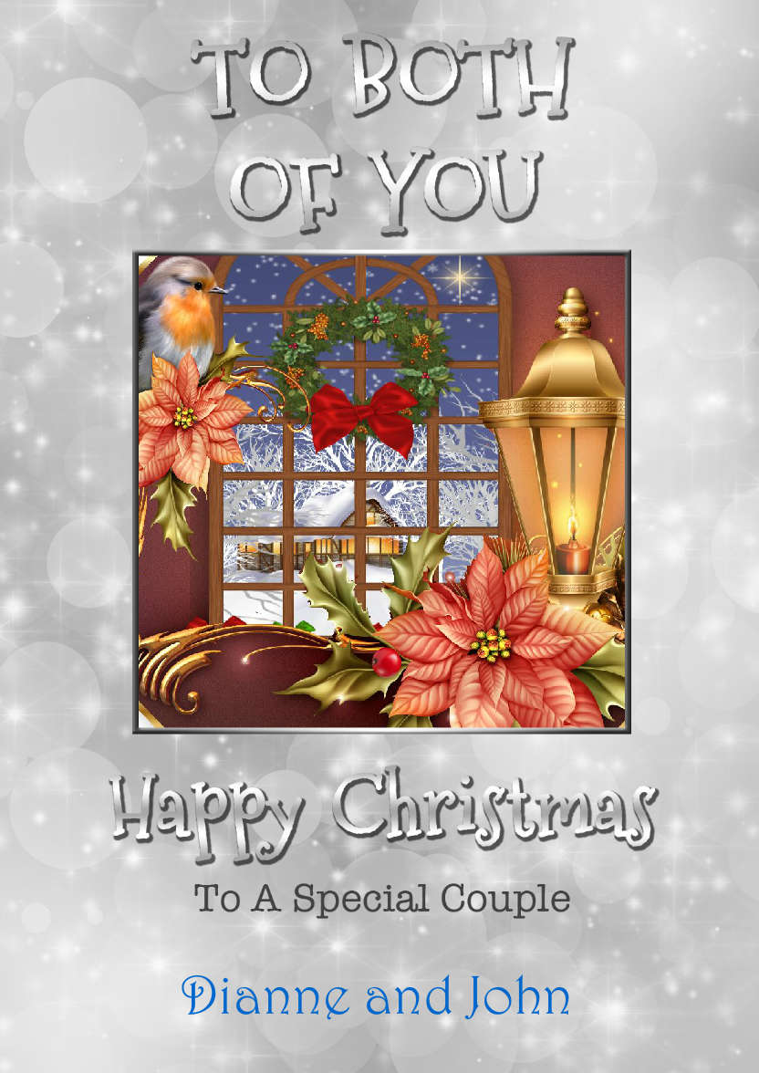 Silver Sparkle Christmas Couple - card made with Crafty Bob's Card Creator