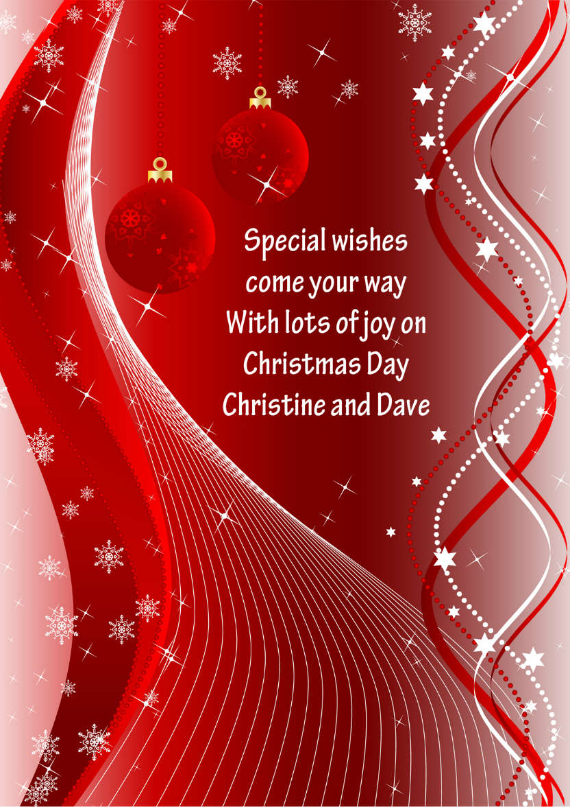 Red Christmas Swirls and Snowflakes - card made with Crafty Bob's Card Creator