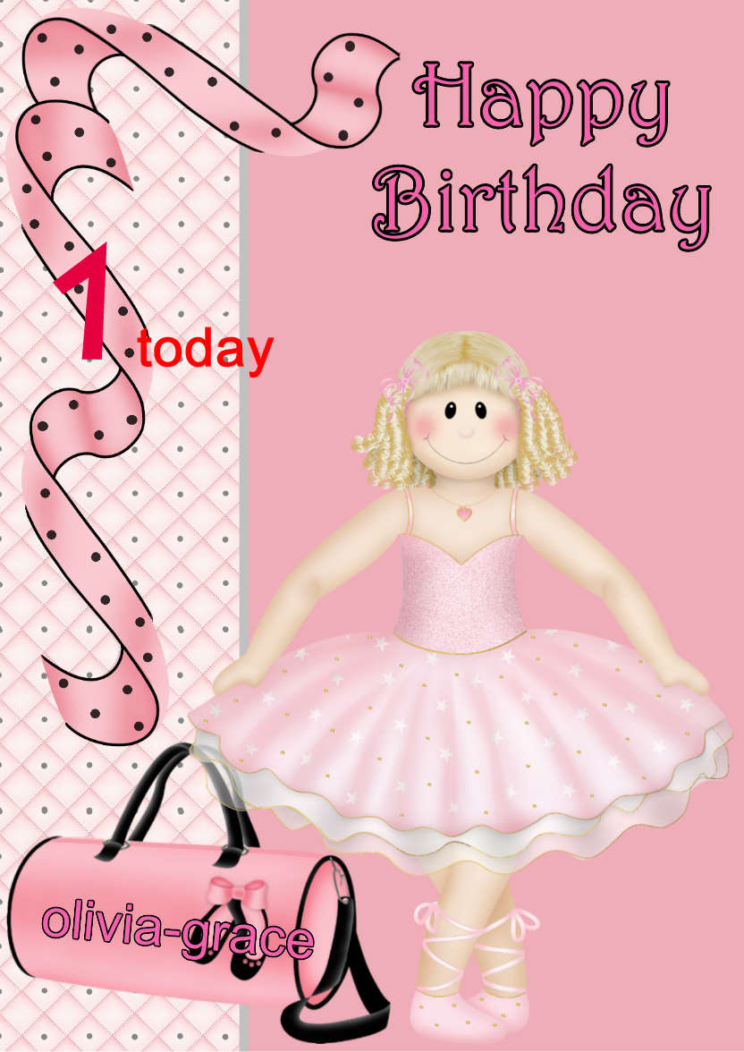 Ballet Birthday Blonde Card Front - card made with Crafty Bob's Card Creator
