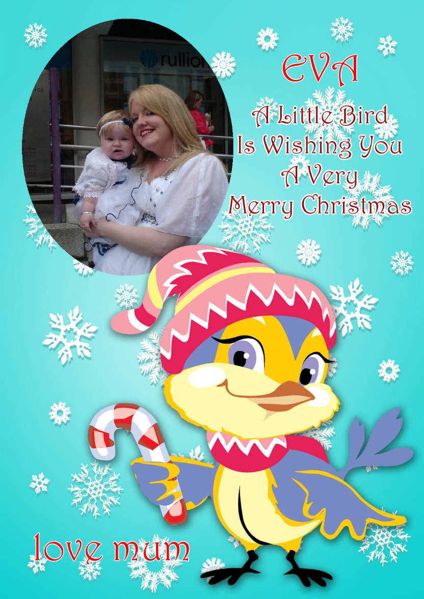 Little Christmas Bird - card made with Crafty Bob's Card Creator