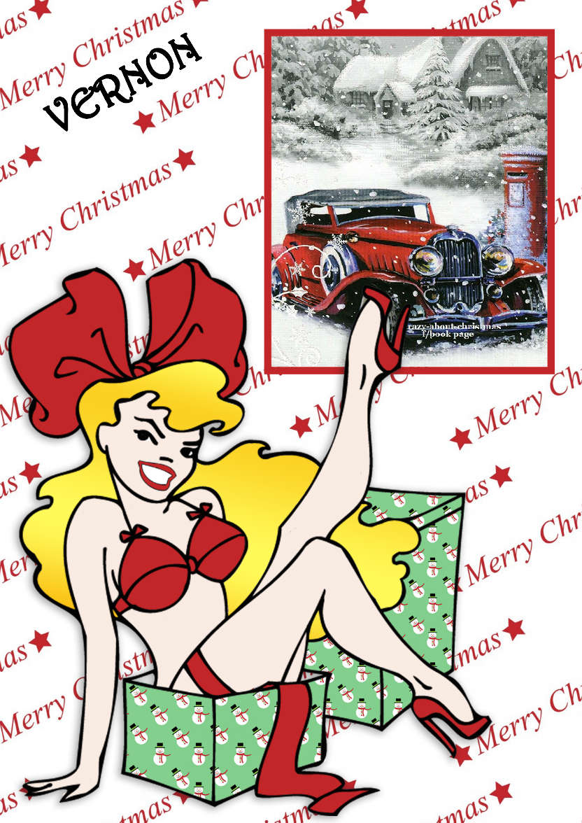 Sexy Cartoon Pin Up Christmas Aperture Card - card made with Crafty Bob's Card Creator