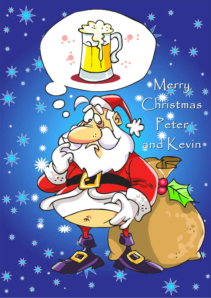 Humorous Over Indulged Santa - card made with Crafty Bob's Card Creator