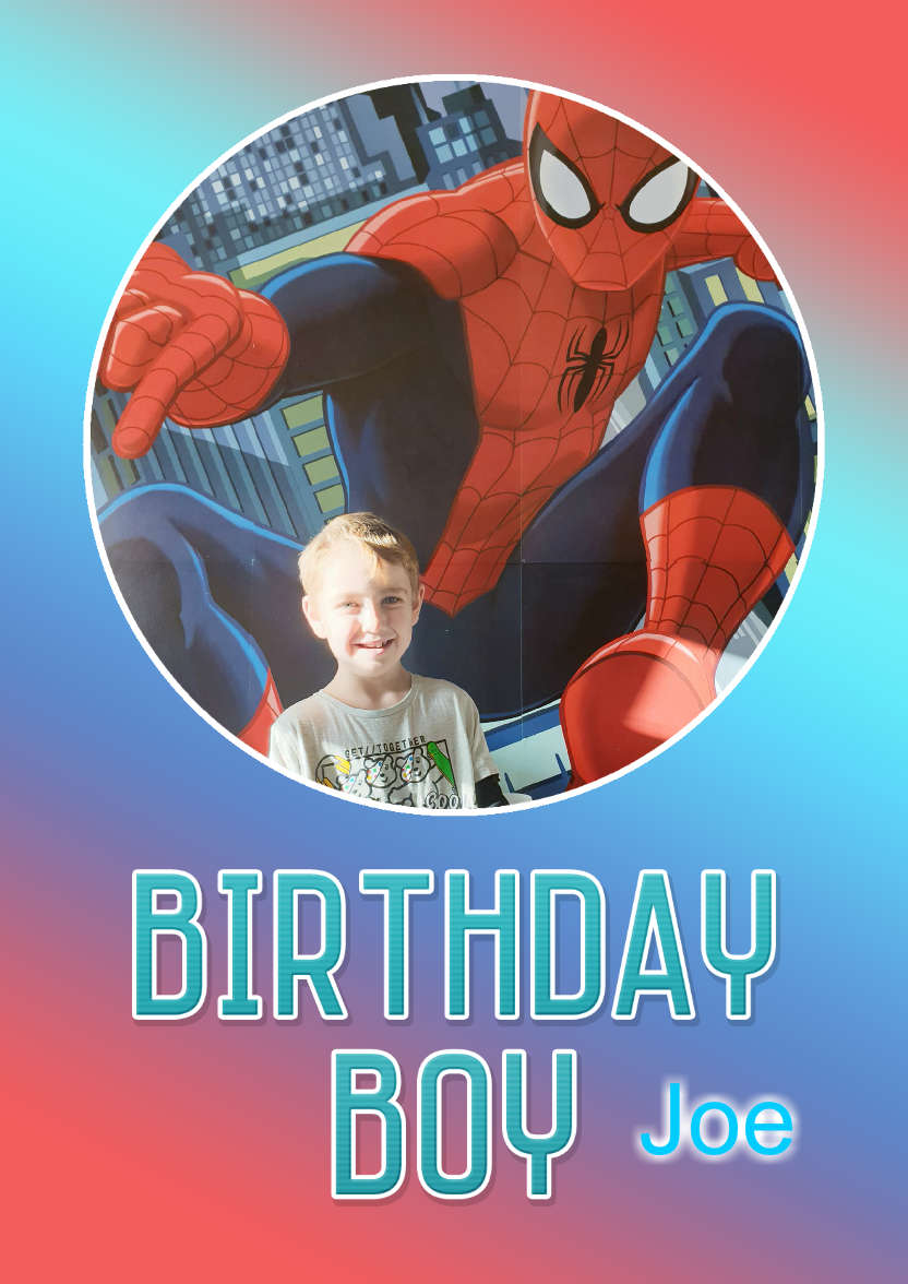 Birthday Boy Photo Card - card made with Crafty Bob's Card Creator
