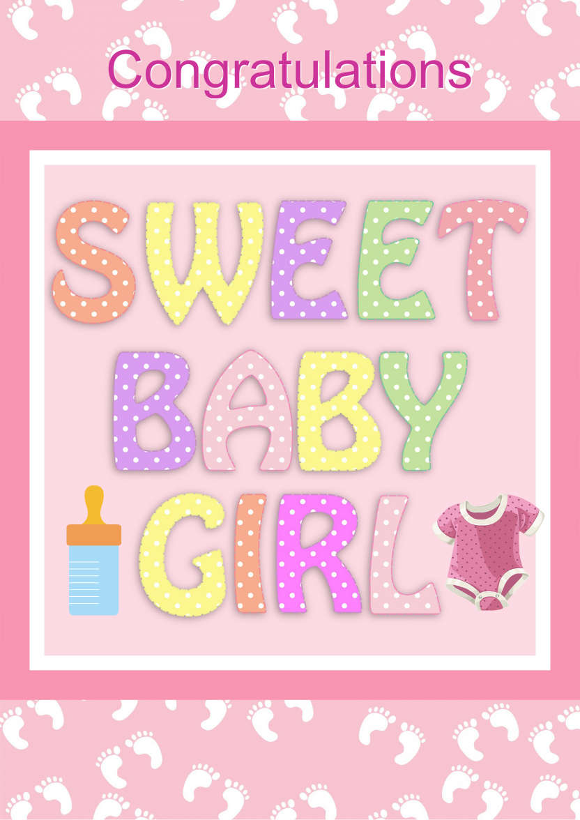 Sweet Baby Girl - card made with Crafty Bob's Card Creator