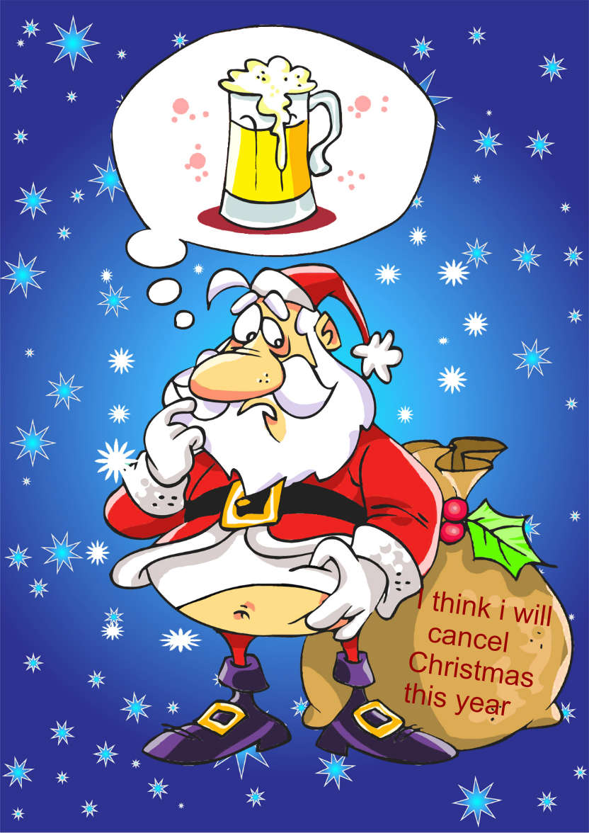 Humorous Over Indulged Santa - card made with Crafty Bob's Card Creator