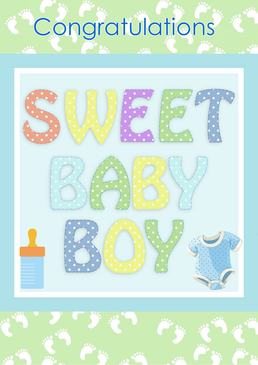 Sweet Baby Boy - card made with Crafty Bob's Card Creator