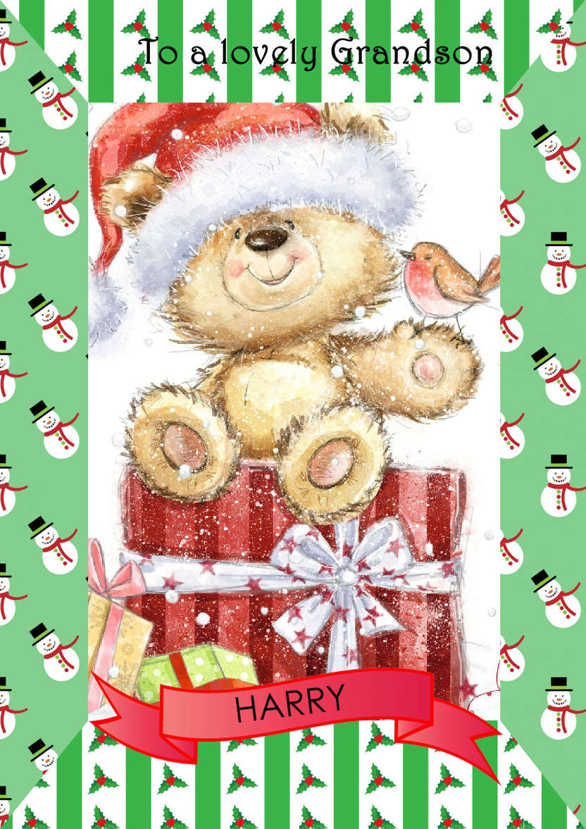 Snowman and Holly Frame Photo Card - card made with Crafty Bob's Card Creator