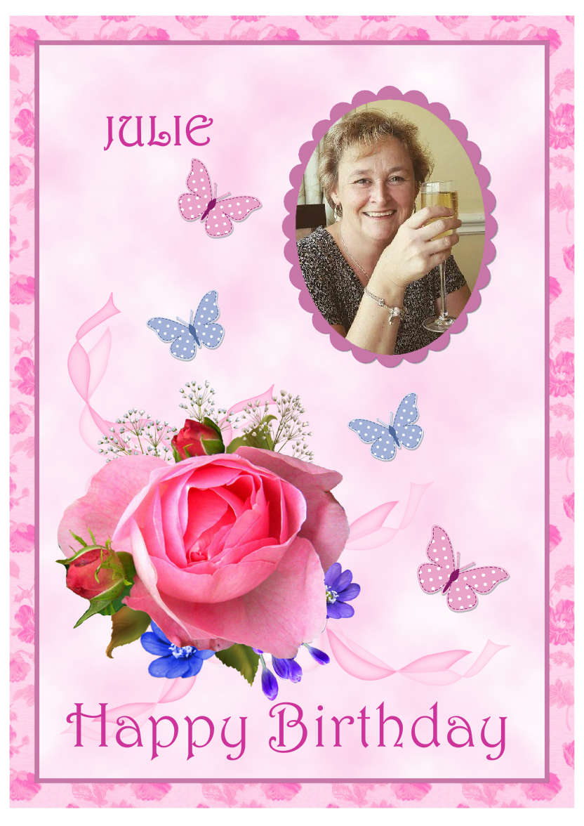 Pink Rose Spray - card made with Crafty Bob's Card Creator